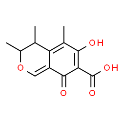 ChemSpider 2D Image | 6-Hydroxy-3,4,5-trimethyl-8-oxo-4,8-dihydro-3H-isochromene-7-carboxylic acid | C13H14O5