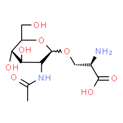 ChemSpider 2D Image | (2R)-3-{[(3R,4R,5S)-3-Acetamido-4,5-dihydroxy-6-(hydroxymethyl)tetrahydro-2H-pyran-2-yl]oxy}-2-aminopropanoic acid | C11H20N2O8