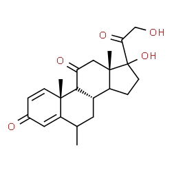 ChemSpider 2D Image | (9xi,14xi,17xi)-17,21-Dihydroxy-6-methylpregna-1,4-diene-3,11,20-trione | C22H28O5