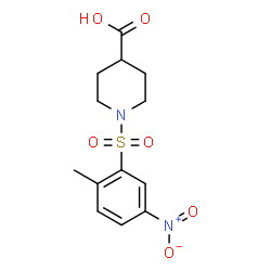 ChemSpider 2D Image | 1-(2-methyl-5-nitrobenzenesulfonyl)piperidine-4-carboxylic acid | C13H16N2O6S