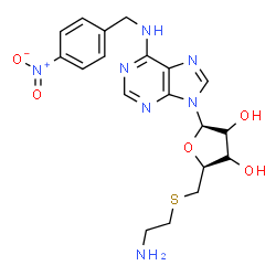ChemSpider 2D Image | 5'-S-(2-Aminoethyl)-N-(4-nitrobenzyl)-5'-thioadenosine | C19H23N7O5S