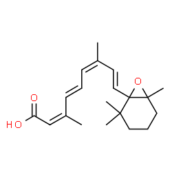 ChemSpider 2D Image | (2Z,4E,6Z,8E)-3,7-Dimethyl-9-(2,2,6-trimethyl-7-oxabicyclo[4.1.0]hept-1-yl)-2,4,6,8-nonatetraenoic acid | C20H28O3
