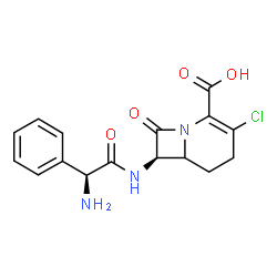 ChemSpider 2D Image | (7R)-7-{[(2S)-2-Amino-2-phenylacetyl]amino}-3-chloro-8-oxo-1-azabicyclo[4.2.0]oct-2-ene-2-carboxylic acid | C16H16ClN3O4