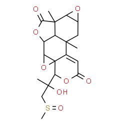 ChemSpider 2D Image | 4-[2-Hydroxy-1-(methylsulfinyl)-2-propanyl]-7a,9a-dimethyl-5a,5b,5c,7a,7b,8a,9,9a-octahydro-2H,7H-oxireno[4,5][2]benzofuro[7,1-fg]oxireno[i]isochromene-2,7-dione | C20H24O8S