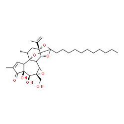 ChemSpider 2D Image | (1R,6S,7S,8R,12R,16R,18R)-6,7-Dihydroxy-8-(hydroxymethyl)-16-isopropenyl-4,18-dimethyl-14-undecyl-9,13,15,19-tetraoxahexacyclo[12.4.1.0~1,11~.0~2,6~.0~8,10~.0~12,16~]nonadec-3-en-5-one | C32H48O8