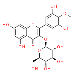 ChemSpider 2D Image | 2-(3,5-Dihydroxy-4-methoxyphenyl)-5,7-dihydroxy-4-oxo-4H-chromen-3-yl beta-D-glucopyranoside | C22H22O13