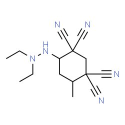 ChemSpider 2D Image | 4-(2,2-Diethylhydrazino)-6-methyl-1,1,3,3-cyclohexanetetracarbonitrile | C15H20N6