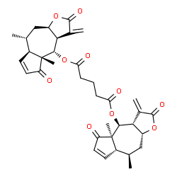 ChemSpider 2D Image | Bis[(3aR,4S,4aR,7aR,8R,9aR)-4a,8-dimethyl-3-methylene-2,5-dioxo-2,3,3a,4,4a,5,7a,8,9,9a-decahydroazuleno[6,5-b]furan-4-yl] glutarate | C35H40O10