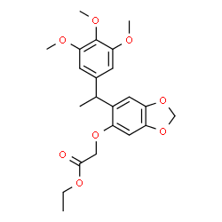 ChemSpider 2D Image | Ethyl ({6-[1-(3,4,5-trimethoxyphenyl)ethyl]-1,3-benzodioxol-5-yl}oxy)acetate | C22H26O8