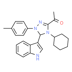 ChemSpider 2D Image | 1-[4-Cyclohexyl-5-(1H-indol-3-yl)-1-(4-methylphenyl)-4,5-dihydro-1H-1,2,4-triazol-3-yl]ethanone | C25H28N4O