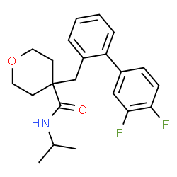 ChemSpider 2D Image | 4-[(3',4'-Difluoro-2-biphenylyl)methyl]-N-isopropyltetrahydro-2H-pyran-4-carboxamide | C22H25F2NO2