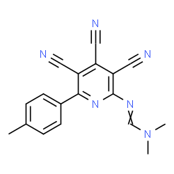 ChemSpider 2D Image | N,N-Dimethyl-N'-[3,4,5-tricyano-6-(4-methylphenyl)-2-pyridinyl]imidoformamide | C18H14N6