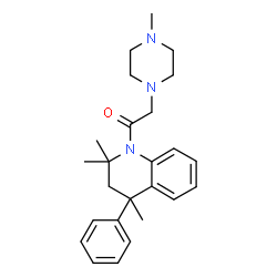 ChemSpider 2D Image | 2-(4-Methyl-1-piperazinyl)-1-(2,2,4-trimethyl-4-phenyl-3,4-dihydro-1(2H)-quinolinyl)ethanone | C25H33N3O