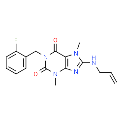 ChemSpider 2D Image | 8-(Allylamino)-1-(2-fluorobenzyl)-3,7-dimethyl-3,7-dihydro-1H-purine-2,6-dione | C17H18FN5O2