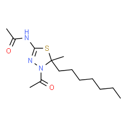 ChemSpider 2D Image | N-(4-Acetyl-5-heptyl-5-methyl-4,5-dihydro-1,3,4-thiadiazol-2-yl)acetamide | C14H25N3O2S