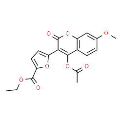 ChemSpider 2D Image | Ethyl 5-(4-acetoxy-7-methoxy-2-oxo-2H-chromen-3-yl)-2-furoate | C19H16O8