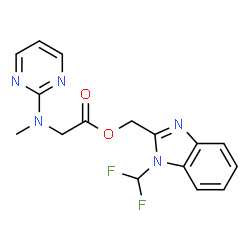 ChemSpider 2D Image | [1-(Difluoromethyl)-1H-benzimidazol-2-yl]methyl N-methyl-N-2-pyrimidinylglycinate | C16H15F2N5O2