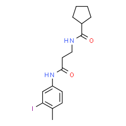 ChemSpider 2D Image | N-{3-[(3-Iodo-4-methylphenyl)amino]-3-oxopropyl}cyclopentanecarboxamide | C16H21IN2O2