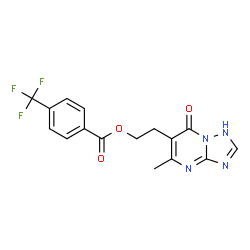 ChemSpider 2D Image | 2-(5-Methyl-7-oxo-1,7-dihydro[1,2,4]triazolo[1,5-a]pyrimidin-6-yl)ethyl 4-(trifluoromethyl)benzoate | C16H13F3N4O3