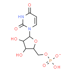 ChemSpider 2D Image | 1-[5-O-(Hydroxyphosphinato)pentofuranosyl]-2,4(1H,3H)-pyrimidinedione | C9H12N2O9P