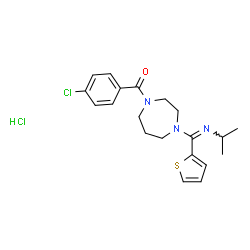 ChemSpider 2D Image | (4-Chlorophenyl){4-[(E)-(isopropylimino)(2-thienyl)methyl]-1,4-diazepan-1-yl}methanone hydrochloride (1:1) | C20H25Cl2N3OS