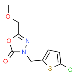 ChemSpider 2D Image | 3-[(5-Chloro-2-thienyl)methyl]-5-(methoxymethyl)-1,3,4-oxadiazol-2(3H)-one | C9H9ClN2O3S