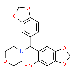 ChemSpider 2D Image | 6-[1,3-Benzodioxol-5-yl(4-morpholinyl)methyl]-1,3-benzodioxol-5-ol | C19H19NO6
