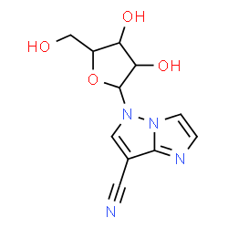 ChemSpider 2D Image | 5-Pentofuranosyl-5H-imidazo[1,2-b]pyrazole-7-carbonitrile | C11H12N4O4