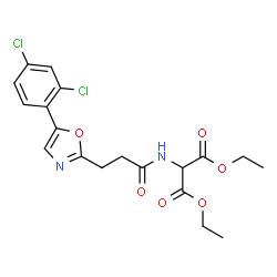 ChemSpider 2D Image | Diethyl ({3-[5-(2,4-dichlorophenyl)-1,3-oxazol-2-yl]propanoyl}amino)malonate | C19H20Cl2N2O6