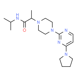 ChemSpider 2D Image | N-Isopropyl-2-{4-[4-(1-pyrrolidinyl)-2-pyrimidinyl]-1-piperazinyl}propanamide | C18H30N6O