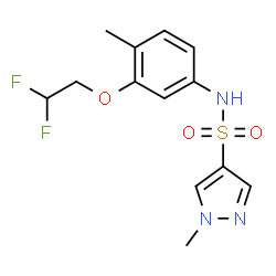 ChemSpider 2D Image | N-[3-(2,2-Difluoroethoxy)-4-methylphenyl]-1-methyl-1H-pyrazole-4-sulfonamide | C13H15F2N3O3S