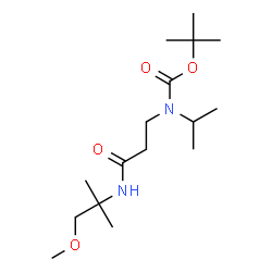 ChemSpider 2D Image | N~3~-Isopropyl-N-(1-methoxy-2-methyl-2-propanyl)-N~3~-{[(2-methyl-2-propanyl)oxy]carbonyl}-beta-alaninamide | C16H32N2O4