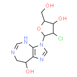 ChemSpider 2D Image | 3-(2-Chloro-2-deoxypentofuranosyl)-3,4,7,8-tetrahydroimidazo[4,5-d][1,3]diazepin-8-ol | C11H15ClN4O4