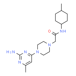 ChemSpider 2D Image | 2-[4-(2-Amino-6-methyl-4-pyrimidinyl)-1-piperazinyl]-N-(4-methylcyclohexyl)acetamide | C18H30N6O