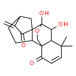 ChemSpider 2D Image | 6,7-Dihydroxy-7,20-epoxykaura-2,16-diene-1,15-dione | C20H24O5