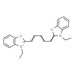 ChemSpider 2D Image | 3-Ethyl-2-[(1E,3E,5Z)-5-(3-ethyl-1,3-benzoxazol-2(3H)-ylidene)-1,3-pentadien-1-yl]-1,3-benzoxazol-3-ium | C23H23N2O2