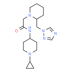 ChemSpider 2D Image | N-(1-Cyclopropyl-4-piperidinyl)-2-[2-(1H-1,2,4-triazol-1-ylmethyl)-1-piperidinyl]acetamide | C18H30N6O