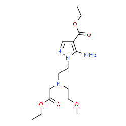 ChemSpider 2D Image | Ethyl 5-amino-1-{2-[(2-ethoxy-2-oxoethyl)(2-methoxyethyl)amino]ethyl}-1H-pyrazole-4-carboxylate | C15H26N4O5