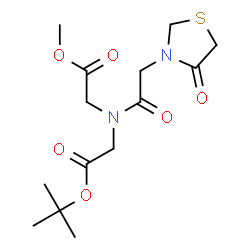 ChemSpider 2D Image | Methyl 2-methyl-2-propanyl 2,2'-{[(4-oxo-1,3-thiazolidin-3-yl)acetyl]imino}diacetate | C14H22N2O6S