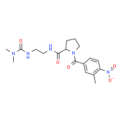 ChemSpider 2D Image | N-{2-[(Dimethylcarbamoyl)amino]ethyl}-1-(3-methyl-4-nitrobenzoyl)prolinamide | C18H25N5O5