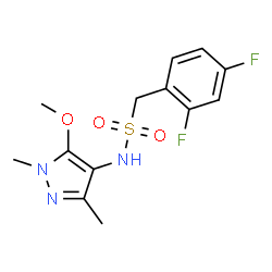 ChemSpider 2D Image | 1-(2,4-Difluorophenyl)-N-(5-methoxy-1,3-dimethyl-1H-pyrazol-4-yl)methanesulfonamide | C13H15F2N3O3S