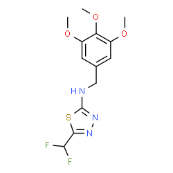 ChemSpider 2D Image | 5-(Difluoromethyl)-N-(3,4,5-trimethoxybenzyl)-1,3,4-thiadiazol-2-amine | C13H15F2N3O3S