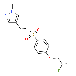 ChemSpider 2D Image | 4-(2,2-Difluoroethoxy)-N-[(1-methyl-1H-pyrazol-4-yl)methyl]benzenesulfonamide | C13H15F2N3O3S