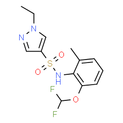 ChemSpider 2D Image | N-[2-(Difluoromethoxy)-6-methylphenyl]-1-ethyl-1H-pyrazole-4-sulfonamide | C13H15F2N3O3S