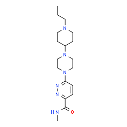 ChemSpider 2D Image | N-Methyl-6-[4-(1-propyl-4-piperidinyl)-1-piperazinyl]-3-pyridazinecarboxamide | C18H30N6O