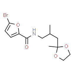 ChemSpider 2D Image | 5-Bromo-N-[2-methyl-3-(2-methyl-1,3-dioxolan-2-yl)propyl]-2-furamide | C13H18BrNO4