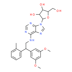 ChemSpider 2D Image | N-[2-(3,5-Dimethoxyphenyl)-2-(2-methylphenyl)ethyl]-9-pentofuranosyl-9H-purin-6-amine | C27H31N5O6
