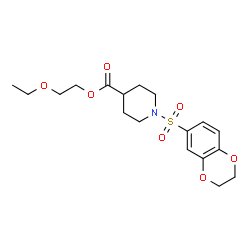 ChemSpider 2D Image | 2-Ethoxyethyl 1-(2,3-dihydro-1,4-benzodioxin-6-ylsulfonyl)-4-piperidinecarboxylate | C18H25NO7S