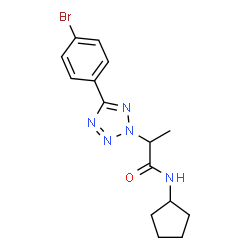 ChemSpider 2D Image | 2-[5-(4-Bromophenyl)-2H-tetrazol-2-yl]-N-cyclopentylpropanamide | C15H18BrN5O