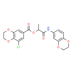 ChemSpider 2D Image | 1-(2,3-Dihydro-1,4-benzodioxin-6-ylamino)-1-oxo-2-propanyl 8-chloro-2,3-dihydro-1,4-benzodioxine-6-carboxylate | C20H18ClNO7